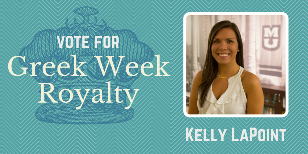 MizzouGW's tweet photo. Vote Kelly LaPoint (@kelbel993) for Greek Week Queen: https://t.co/P01Mo0fcfI #MIZGW15 http://t.co/Tm8qI8aT3b