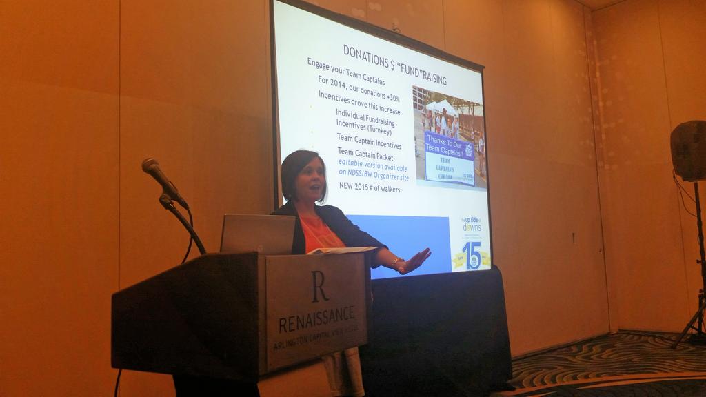 ndssbuddywalk's tweet photo. Leslie from @UpSideofDownsOH shares tips on increasing participants &amp; fundraising at established #buddywalk  events http://t.co/9kCO3YHlyY