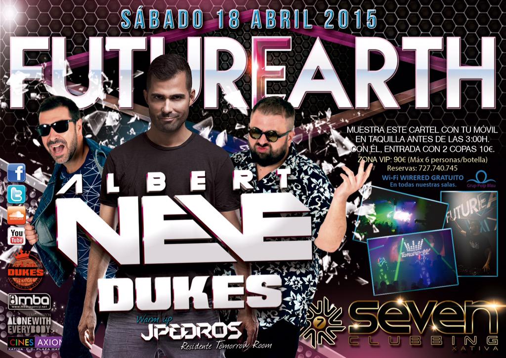 sevenxativa's tweet photo. ⚠️HAZ RT y gana uno de los PASES DOBLES (CON CONSUMICIÓN) que sorteamos para este sábado
#FUTUREARTH con @albertneve http://t.co/jX91txaomD