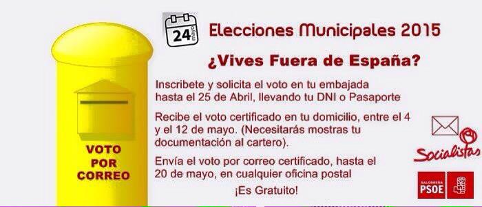 ¿Vives fuera de España?                  Solicita tu voto hasta el 25 de Abril