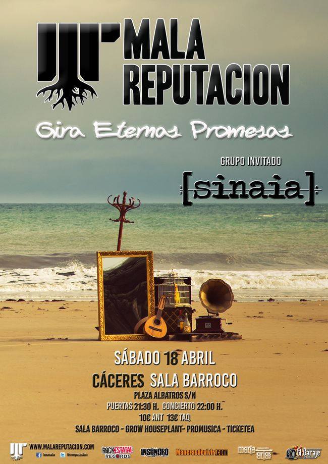 MALA REPUTACIÓN presentan su nuevo disco ETERNAS PROMESAS en la sala BARROCO de Cáceres.