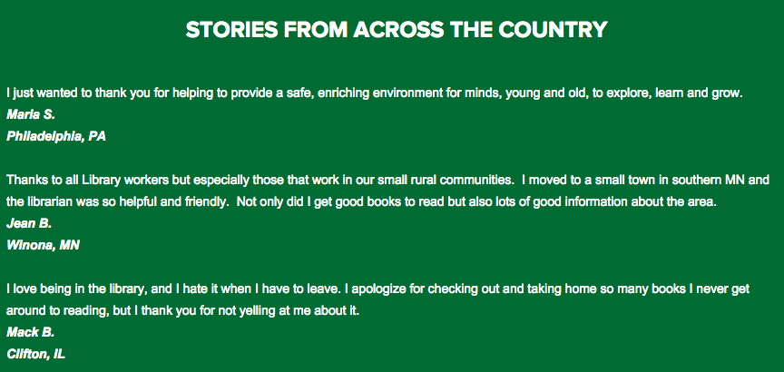 AFSCME's tweet photo. For #NationalLibraryWeek, we asked what you love about libraries - here's a sampling: http://t.co/ItqERdsJVn #1u http://t.co/5P8BfHlSCT