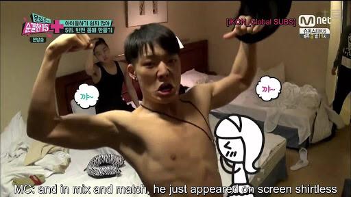 BYiKONbt's tweet photo. ✔

B.I  ( BOBBYに ) 人前でそうやってすぐ服脱いじゃダメだって‼︎‼︎‼︎

( M&amp;M ep1 )

.
http://t.co/sdWqhmpbhA