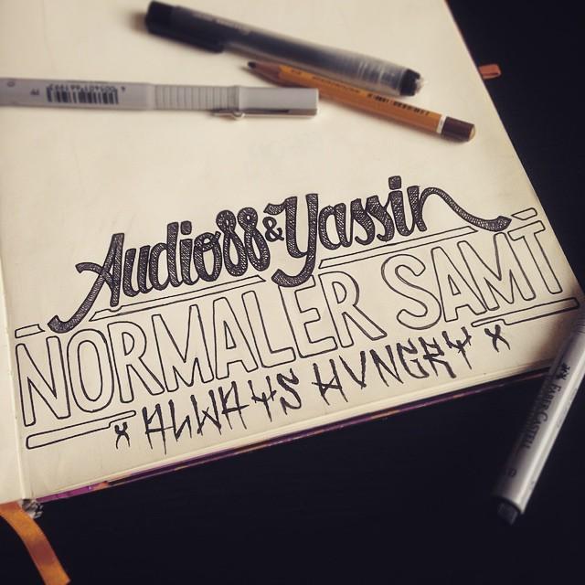 Druthersco's tweet photo. By always_hvngry normales WIP #audio88 #yassin #normalersamt #handlettering #illustration #alwayshungry #alwayshvn… http://t.co/t7c7WV7D8W