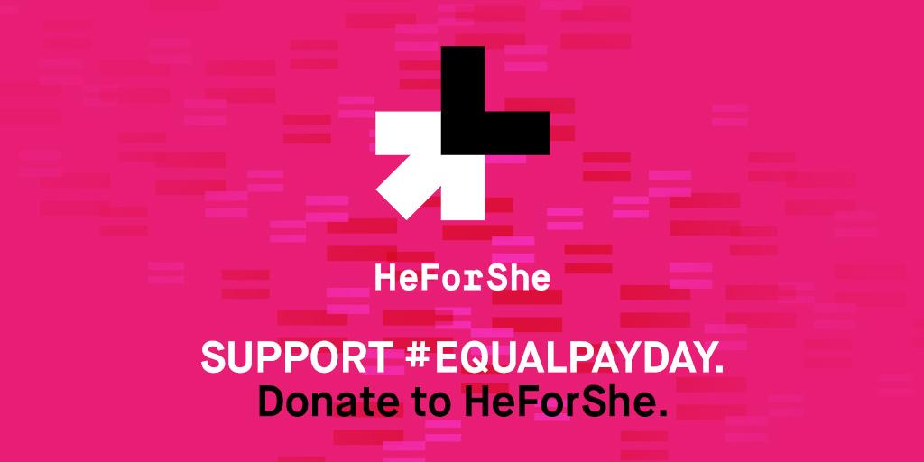 HeForShe's tweet photo. Donate to @UNWomen, and help make #EqualPay a reality. Click here: http://t.co/xcd5qJe0P6 #HeForShe http://t.co/H3pMrvO6aQ