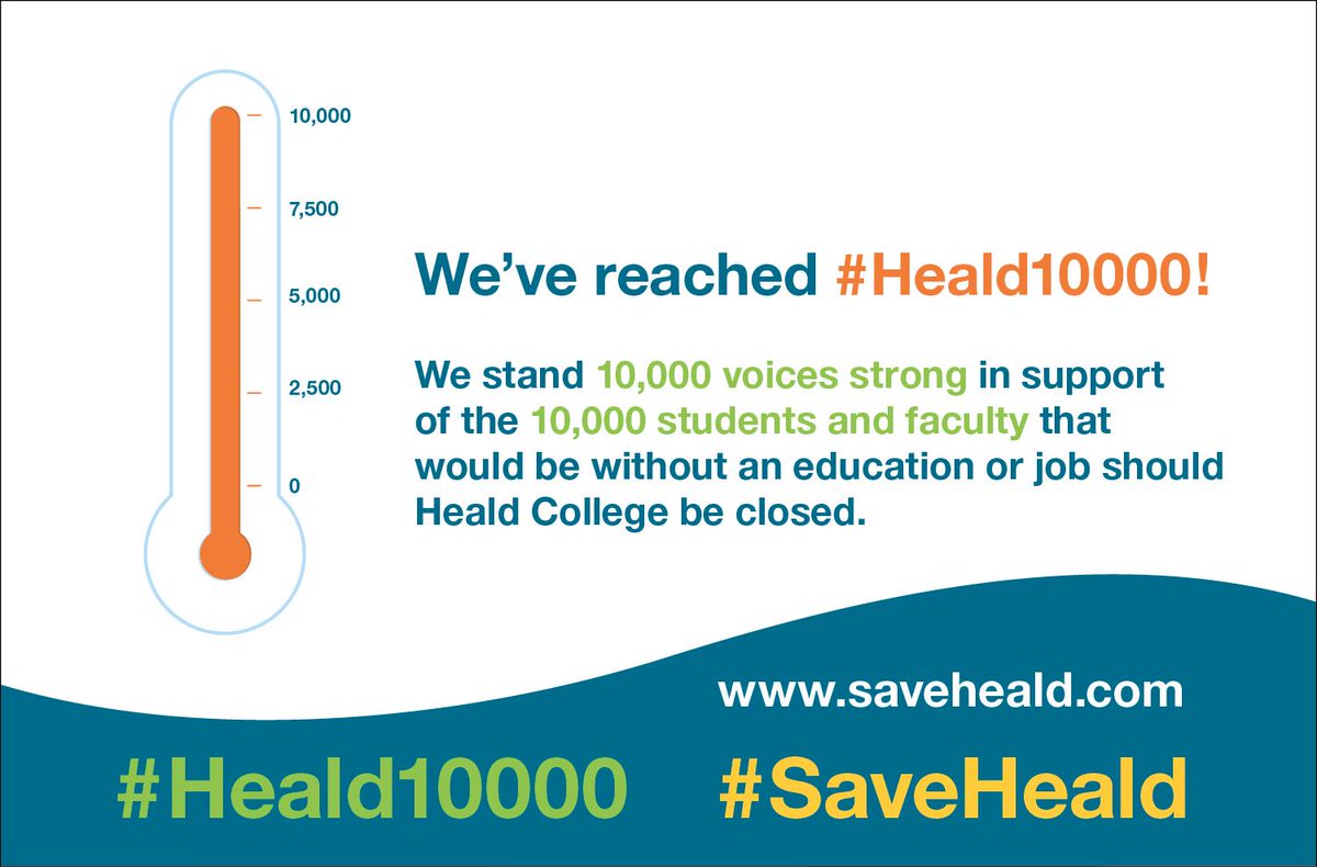 HealdCollege's tweet photo. We've reached 10k signatures! That’s 1 for each of the #Heald10000. We are Heald Strong. http://t.co/oYuJZszJMf http://t.co/SM1czmY6dc