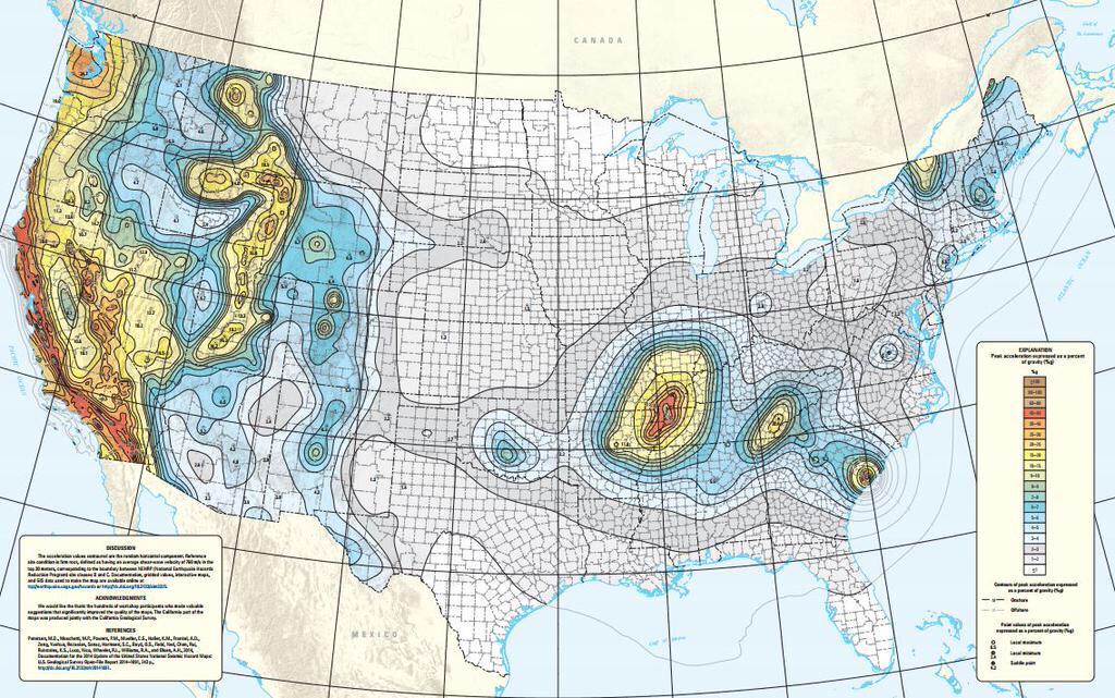SenaGregory's tweet photo. New United States #Seismic Hazard maps via @USGS_Pubs http://t.co/ST9HPOgK3y. April #Earthquake Preparedness Month. http://t.co/2rtDZeO038