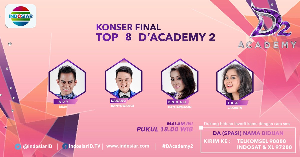 Indosiar's tweet photo. Siapa yang akan mendapatkan pujian dari juri malam ini? Nonton #DAcademy2 pkl 18.00 WIB.
http://t.co/WeUgkZnblB