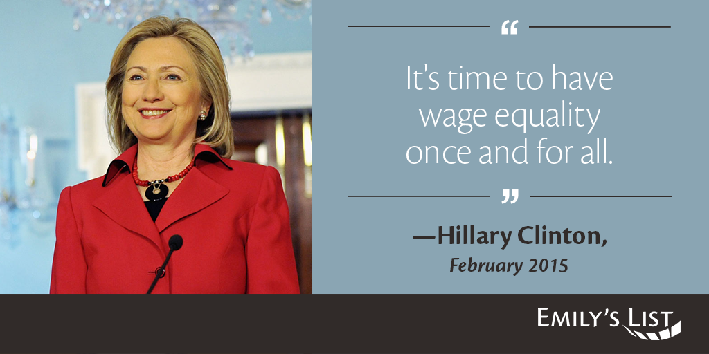 emilyslist's tweet photo. We have a champion for #EqualPayNow running for president—@HillaryClinton! http://t.co/CSoVx0l3Q4