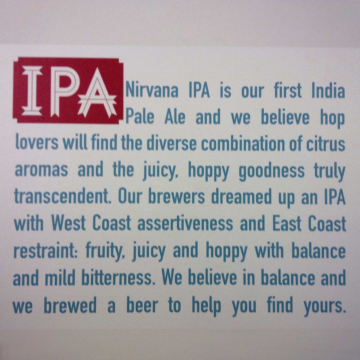 willblunt's tweet photo. The low-down re @BreweryOmmegang's latest offering #NirvanaIPA - hitting bars in NYC 4/20. http://t.co/ej9aV1l6fd