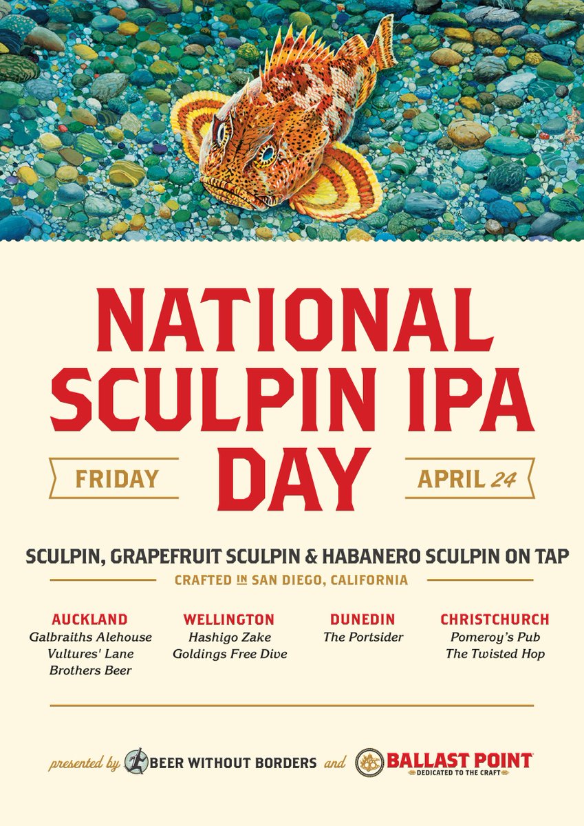 <a href="/BPbrewing/">Peter Jenkins</a> National Sculpin IPA Day Dunedin:
<a href="/theportsider/">The Portsider</a> #NZSculpinDay