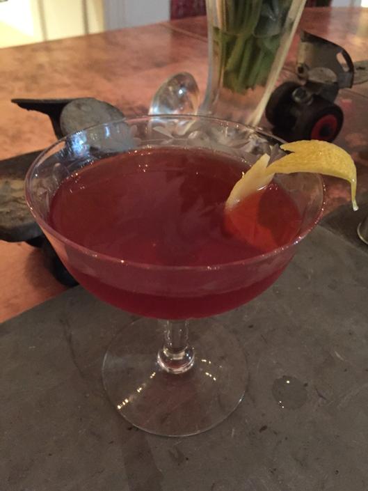 "Diplomatically Floral": vodka, blackberry/elderflower Pimm's, honey, acid Peychaud's. <a href="/LoaNewOrleans/">loa</a>, <a href="/PaulGustings/">Paul Gustings</a>