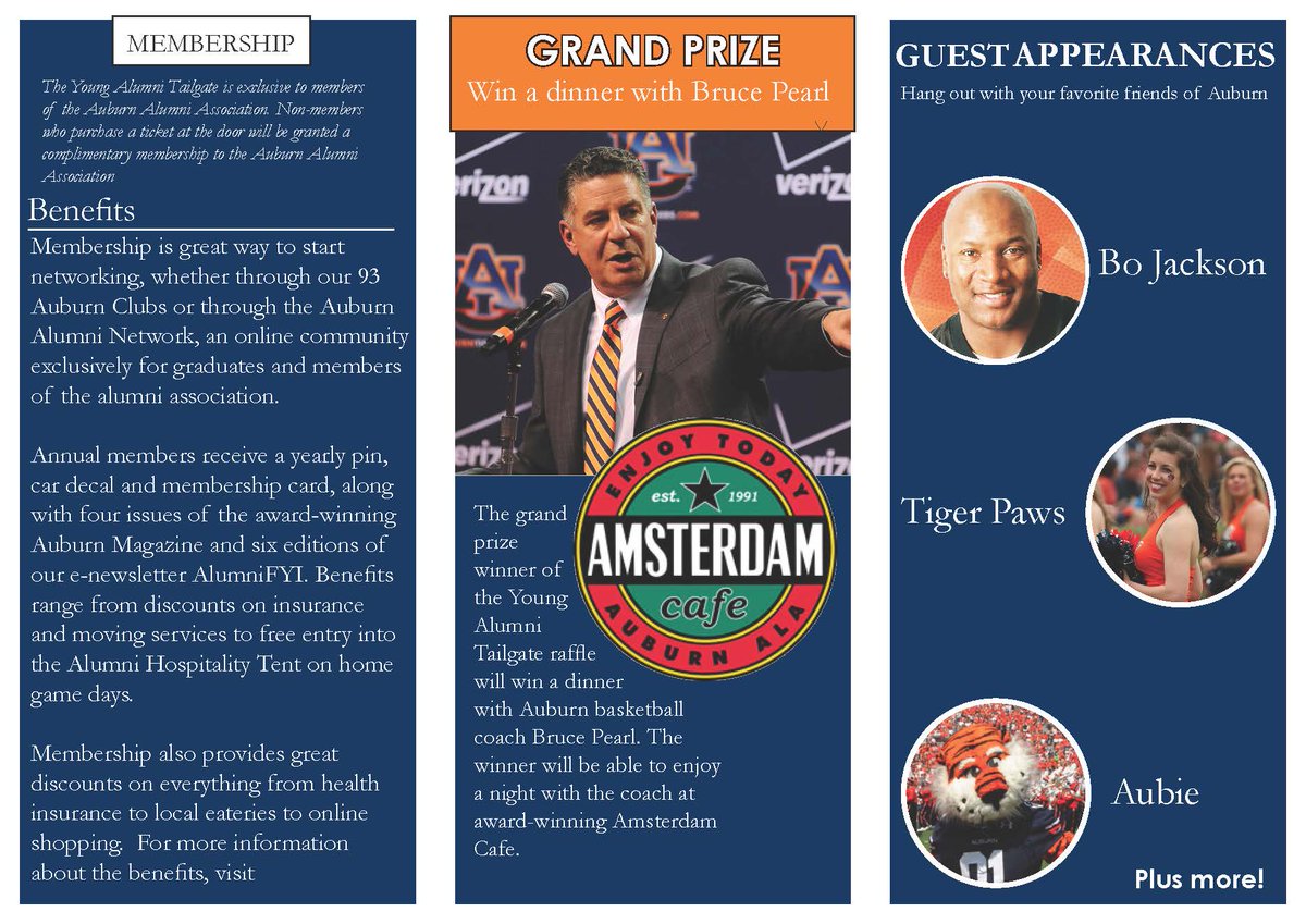 AU_ALUM's tweet photo. Here is more information on the upcoming Young Alumni tailgate event! #AUalum http://t.co/4Ovwkwtmhd