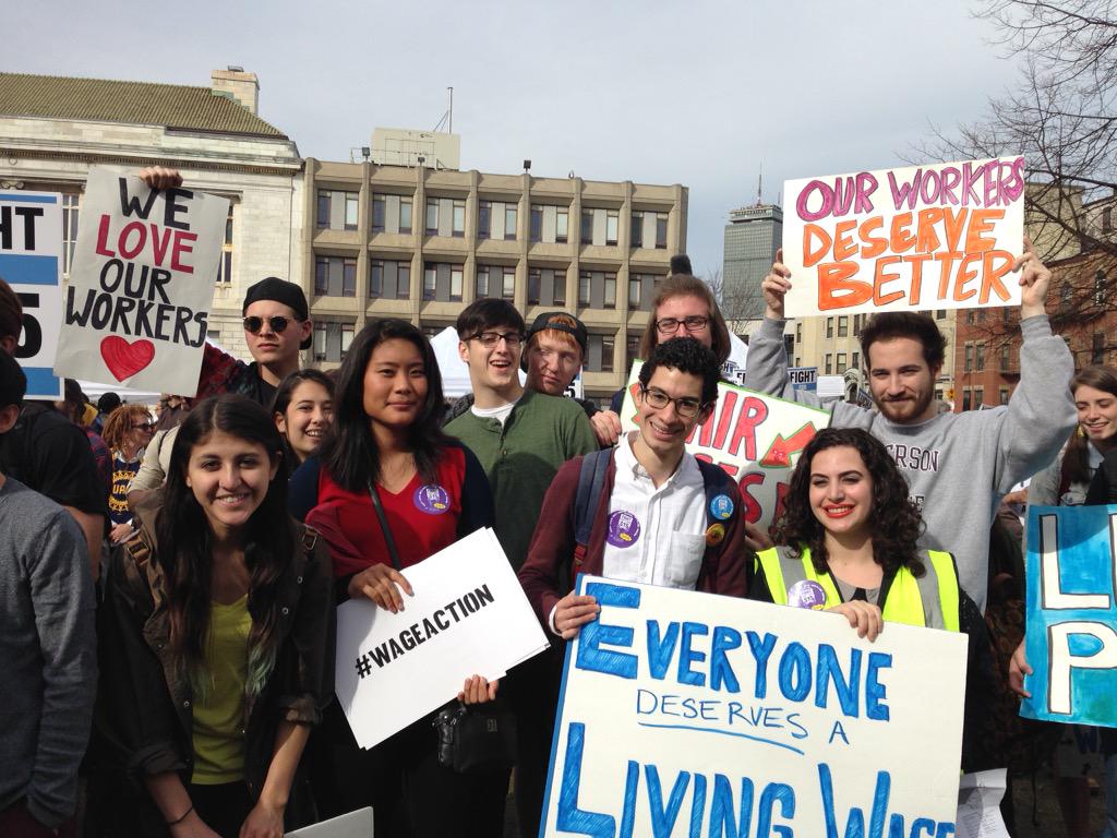 AllynnUmel's tweet photo. @harvardslam and Emerson students in the house! #fightfor15 #wageaction #StudentsFor15 http://t.co/GcHC0GsLAg