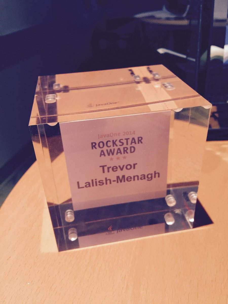 trevmex's tweet image. Thanks for the #JavaOne2014 Rockstar Award, @Oracle! I had a blast speaking at the conf. It looks great on my desk!