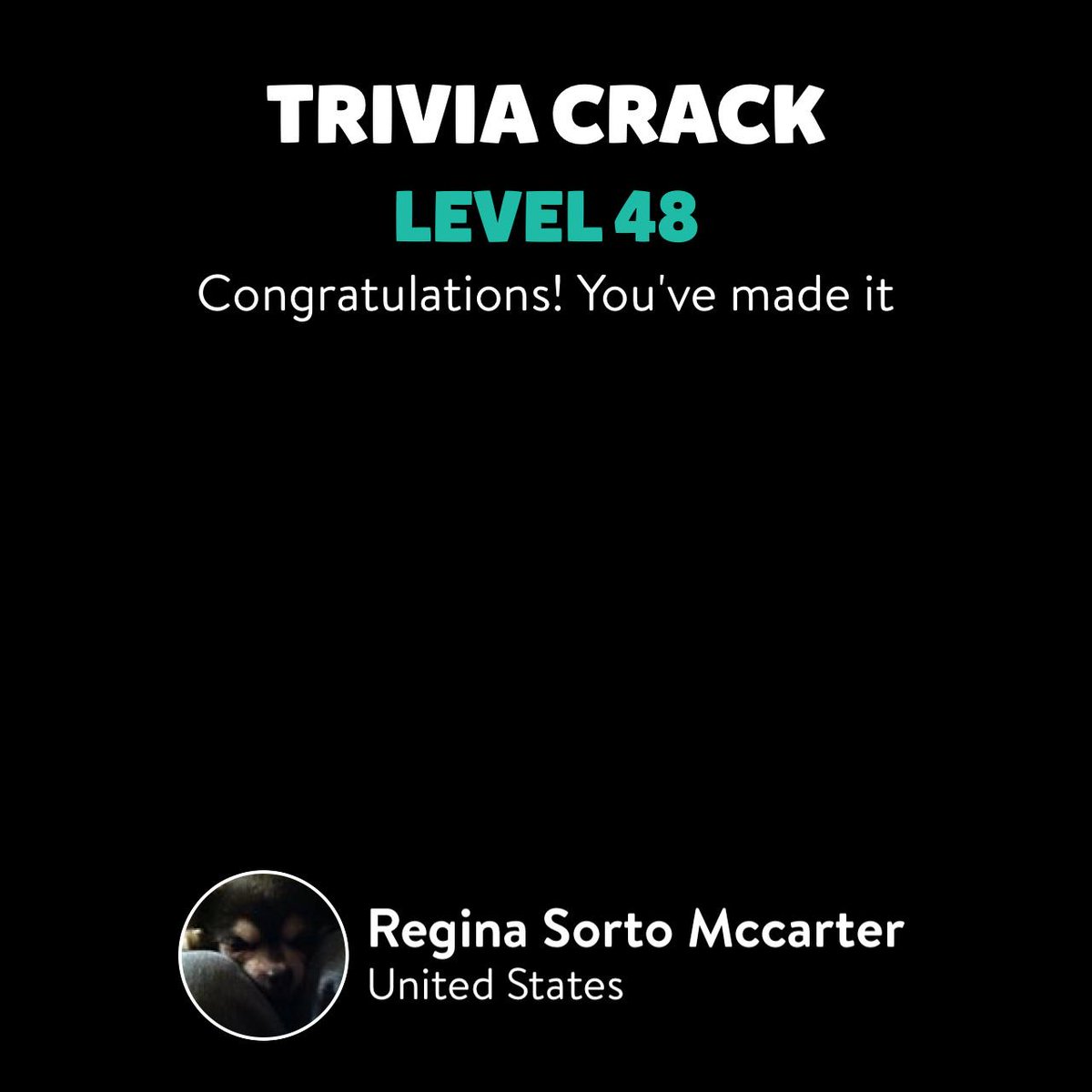 Regina Sorto Mccarter just leveled up to Lv. 48 on Trivia Crack! triviacrack.com/en/landing