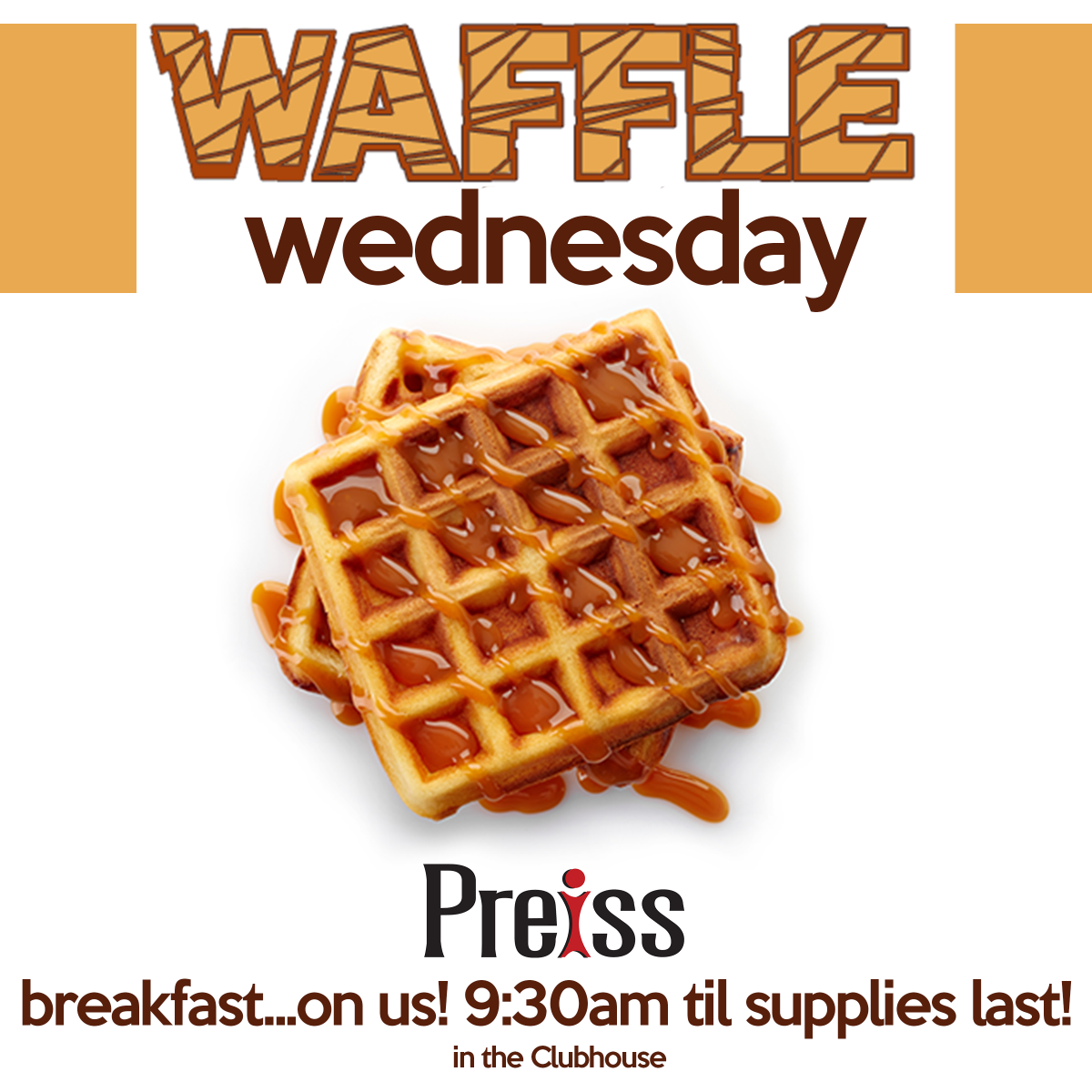 Waffle Wednesday tomorrow with Bacon 9:30am!