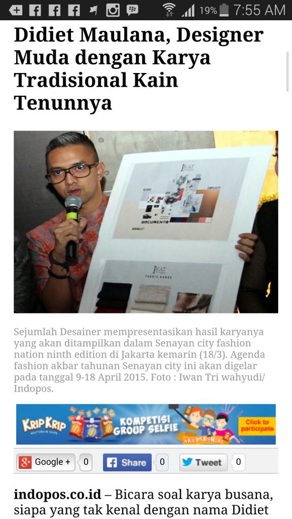 Thx u @indopos_twitt for supporting our <a href="/IKAT_IND/">IKAT Indonesia</a> capsules collections for <a href="/senayancity/">Senayan City</a> cc <a href="/verisetiady/">VeriSetiady</a>