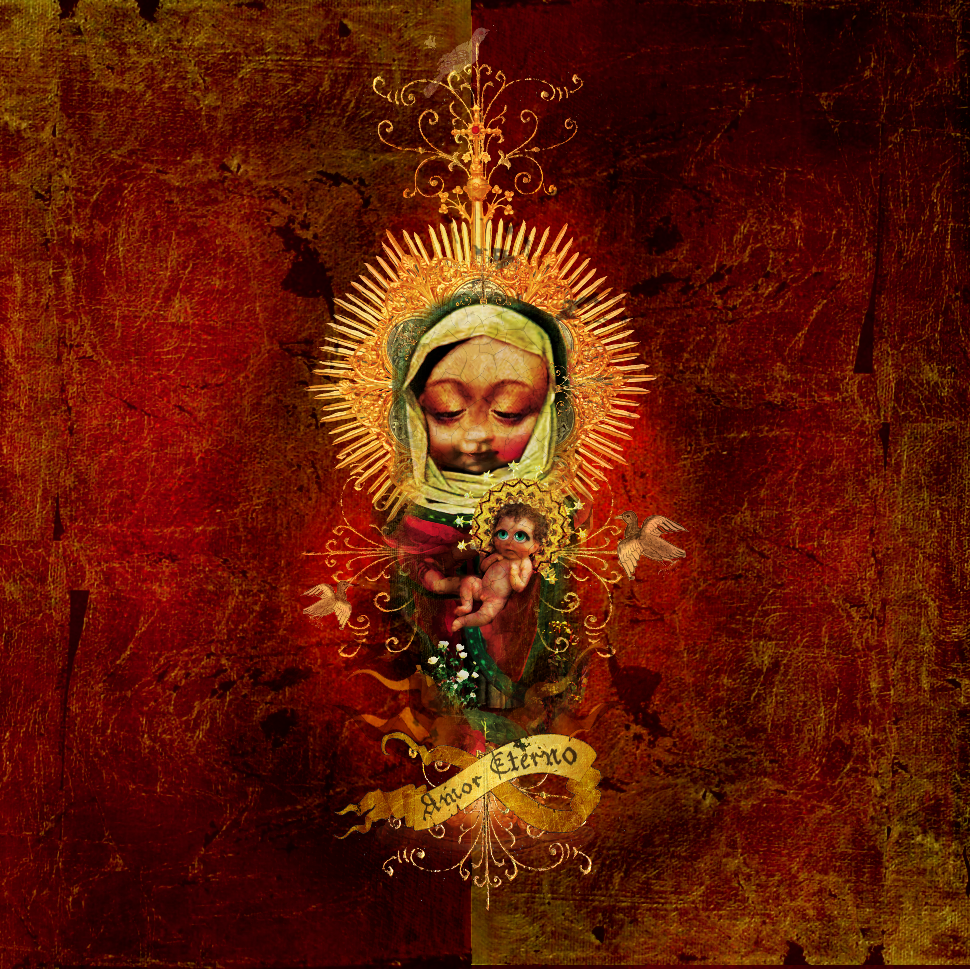 michaelpageart's tweet photo. Lady of Guadalupe with Baby Jesus mixed media on wood. #jesus #mary #ladyofguadalupe #maryandjesus #santos http://t.co/5uBeiC79Tk