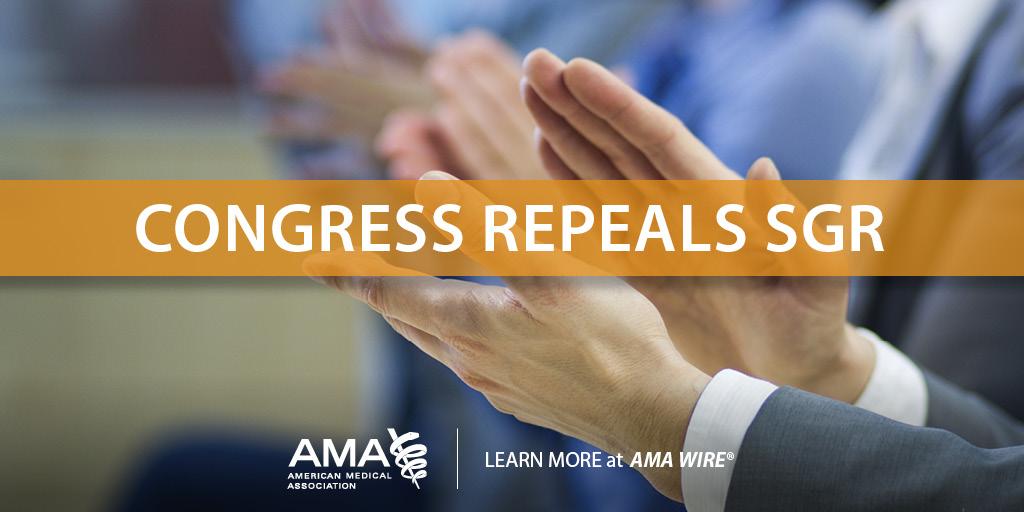 AmerMedicalAssn's tweet photo. AMA applauds passage of historic #Medicare reforms to improve nation's health. http://t.co/UOS3GkIAce #FixMedicareNow http://t.co/Wzevp5QOgN