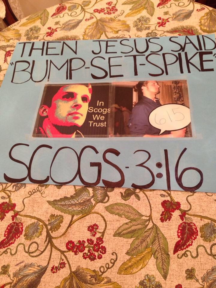 Scogsinthewoods's tweet photo. Ppl I met in the Bahamas made this sign for their volleyball game (in Brooklyn).. #JesusOfTheBahamas #ScogsNation http://t.co/HU9z0NZvoX