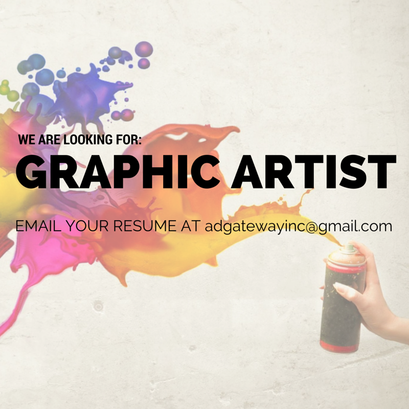 DSPratsConst's tweet photo. We are looking for Graphic Artists. Applicants may email their resume at adgatewayinc@gmail.com. Please RT. http://t.co/W2yi5Jzyqk
