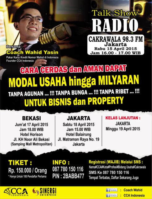 Sore ini.. Stay tune di talkshow bisnis di Mandarin Station @Cakrawala9830fm brsama Coach Wahid <a href="/PakarCreditCard/">Pakar Credit Card</a>