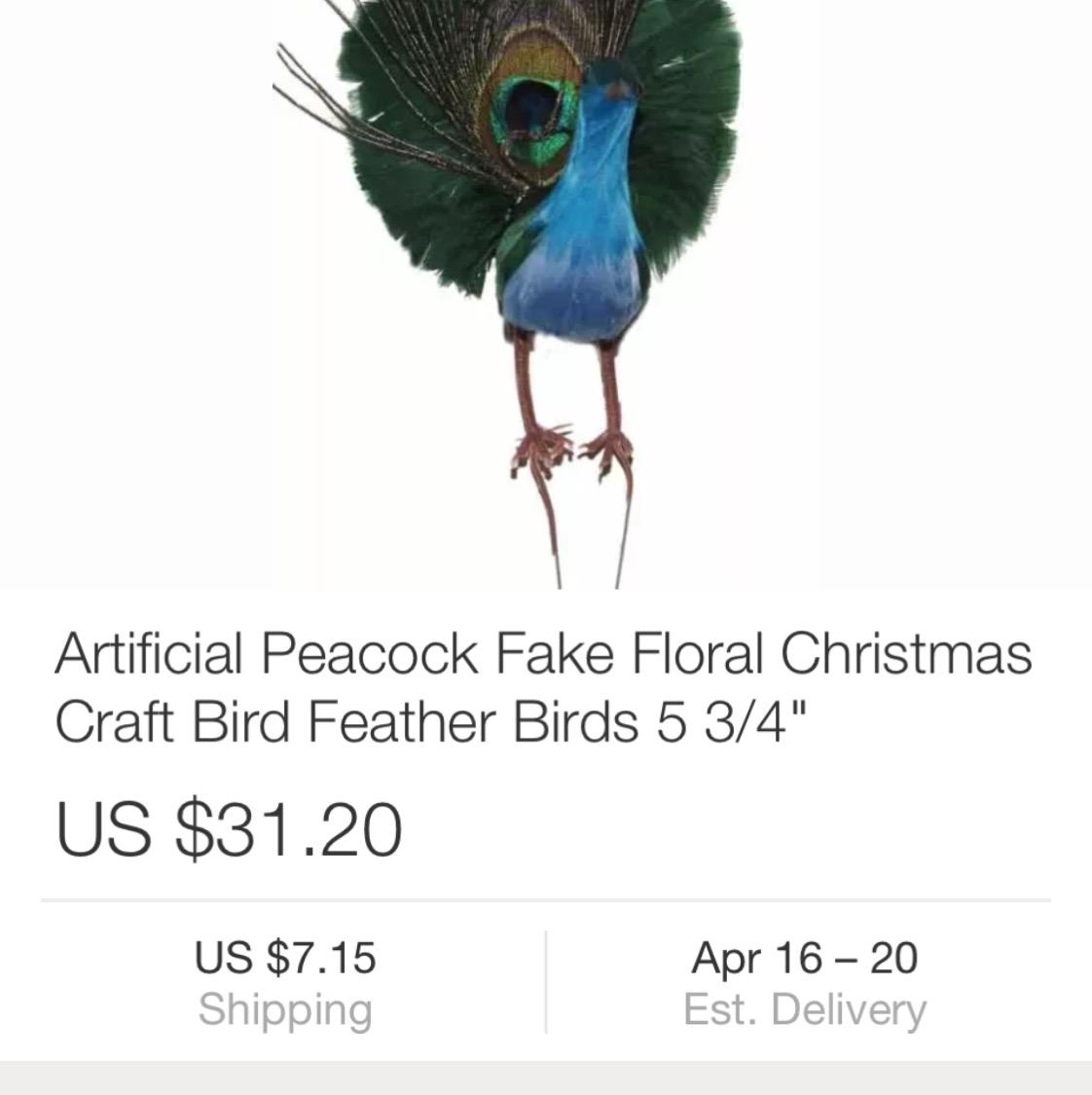 Riz23's tweet image. It's that time of the year to buy a fake peacock on eBay... $7.15 shipping?!?! #LateNightBrowsing