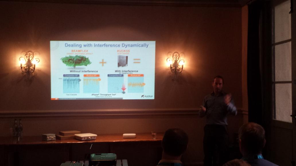 Purdicom's tweet image. Comparing wireless interference of @ruckuswireless APs and competitors, who would you choose? #WirelessPlus2015