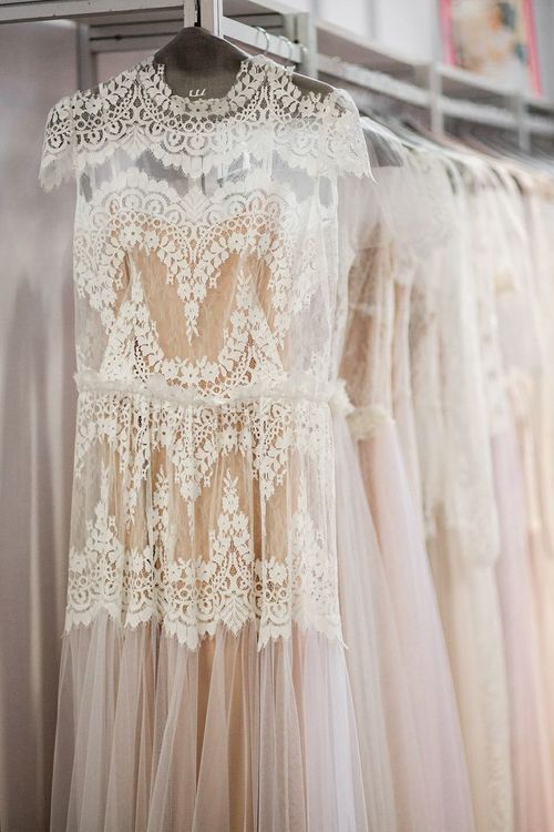 WedlockDesign's tweet image. Dress Delight: Vintage-Style Wedding Dress - Lace with Sheer overlaying a nude slip #Wedding #Dress #inspiration