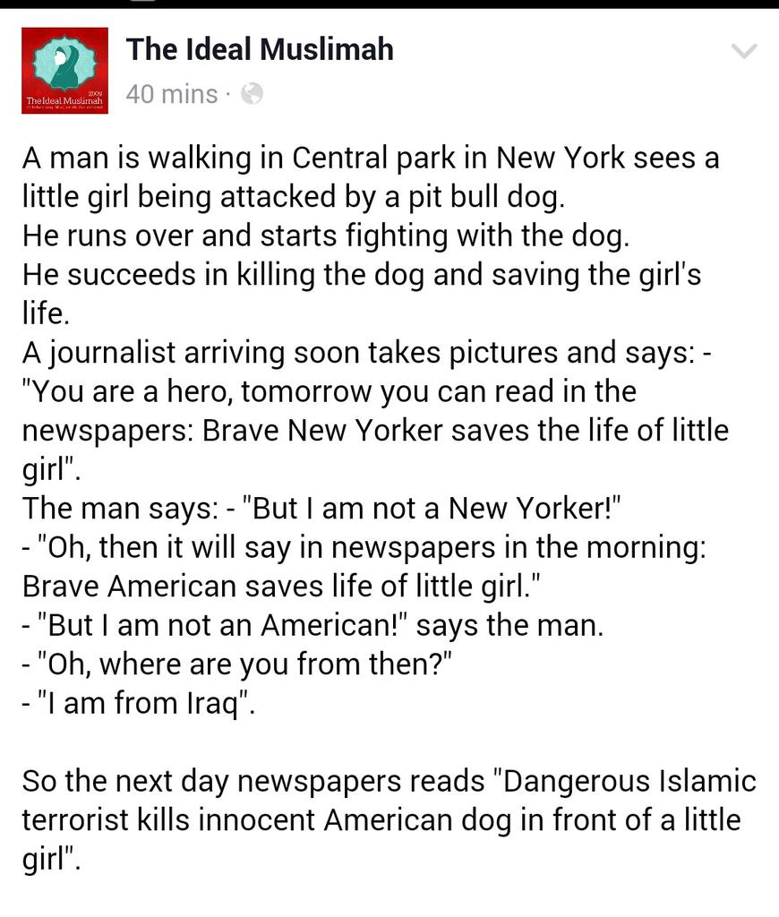 islamicpix's tweet photo. May sound silly but terribly sad truth of the media. #MuslimNotExtremist http://t.co/NAZ1ETaKLQ