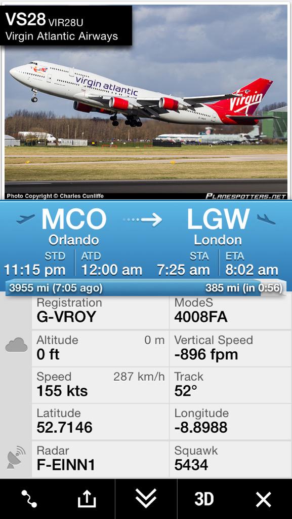 airlivenet's tweet photo. ALERT Virgin Atlantic #VS28 Orlando to London Gatwick diverted to Shannon /@FOLEYpatric http://t.co/HutDRyfEpI