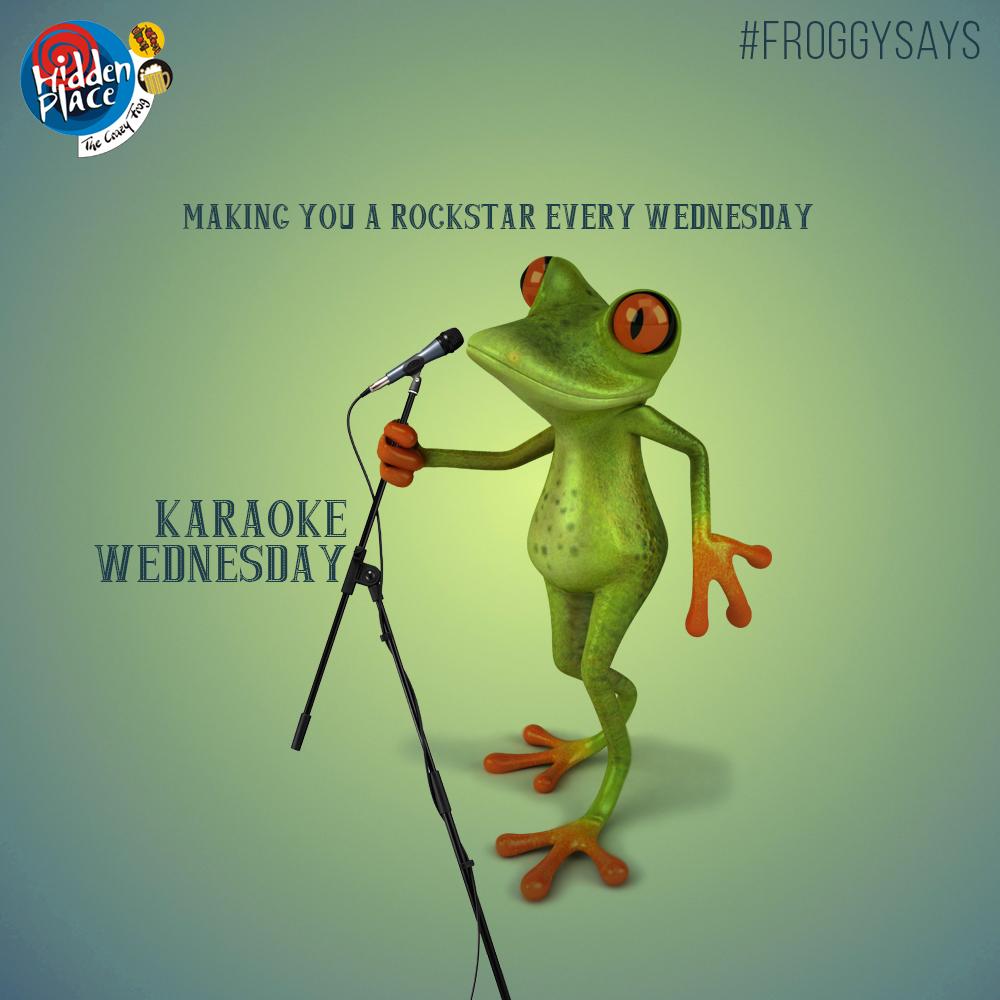Today #FroggySays it's Karaoke Wednesday at The Crazy Frog (DP Rd)! #HappyHours till closing too! RT if you love him!