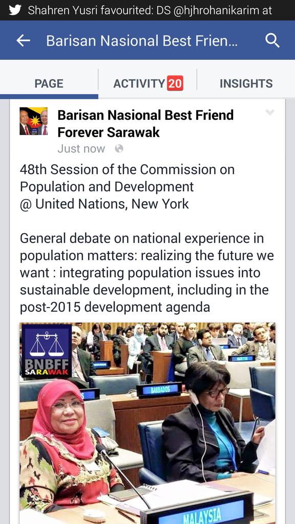 GPartiSwak's tweet photo. At @UN DS @hjhrohanikarim on population &amp; devt @hazlandswk @rkiandee @firedogpg @SemutSemariang @FMasha63 @1_Agenda http://t.co/7vmcIcSW7g