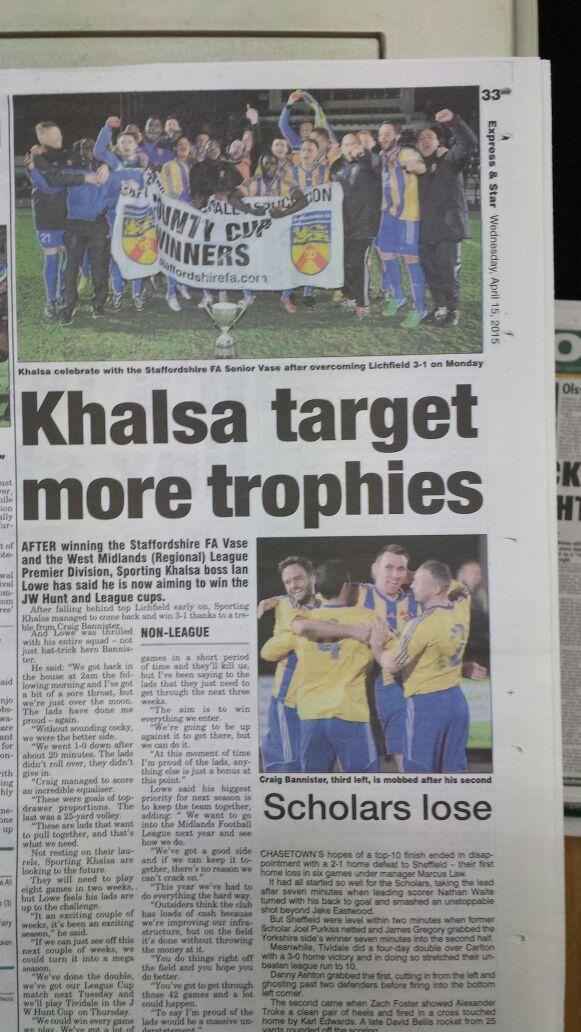 SportingKhalsa's tweet photo. Don't forget to pick up your copy of the @ExpressandStar today, excellent write up &amp; pics. #doublewinners http://t.co/V1DLARSpYp