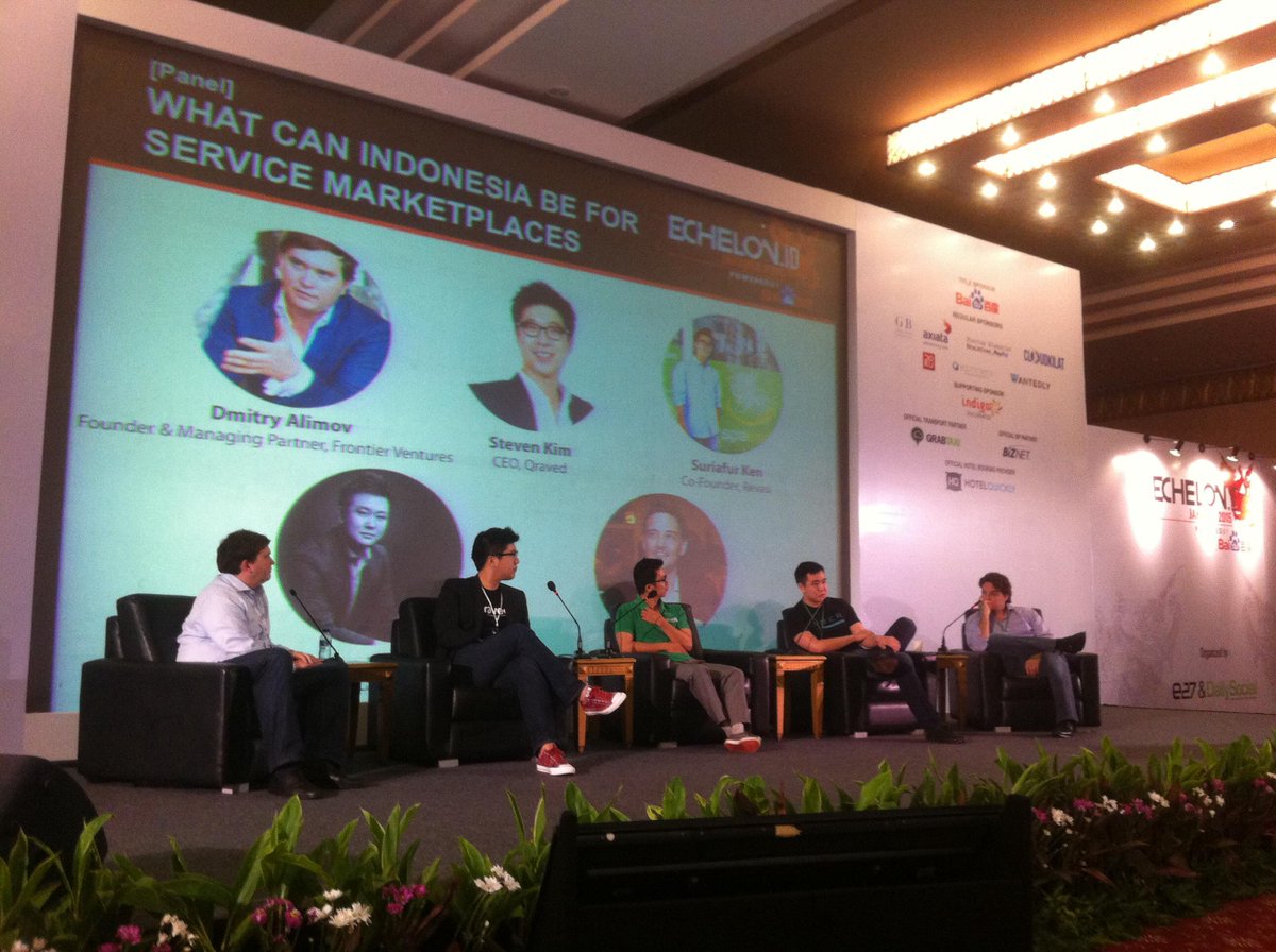 dailysocial's tweet photo. Panel 3: What can Indonesia be for Services Marketplaces? @RevasiCom @suriafur Steven Kim @Qraved #ECID2015 http://t.co/65Y0rTY1RN