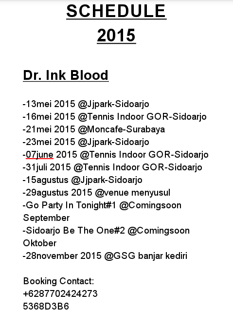 Schedule sementara kita di 2015,sewaktu-waktu bisa berubah.oke catet gaes! \DC/ #StillDeathcore