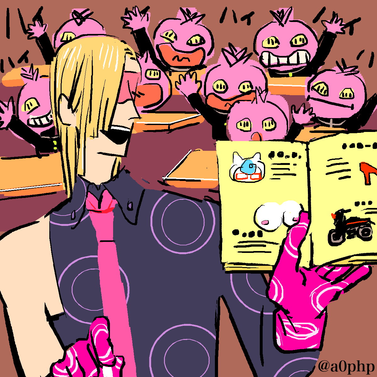 お題:「学校」
「これ分かるひと!」
#暗チ版深夜の真剣お絵描き60分一本勝負 
