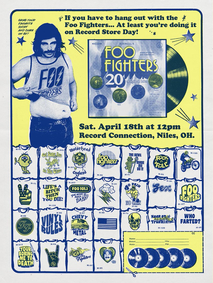 foofighters's tweet photo. Foos Live! @recordstoreday Sat. 4/18. Record Connection - Niles, OH. Info here: http://t.co/VCC7vQC8FH #RSD15 http://t.co/DcmmYwXSP3