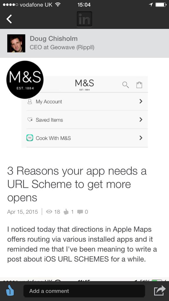 thinkgeowave's tweet image. 3 Reasons your app needs a URL Scheme to get more opens  linkedin.com/pulse/3-reason… #mobileapps #AppleWatch #urlscheme
