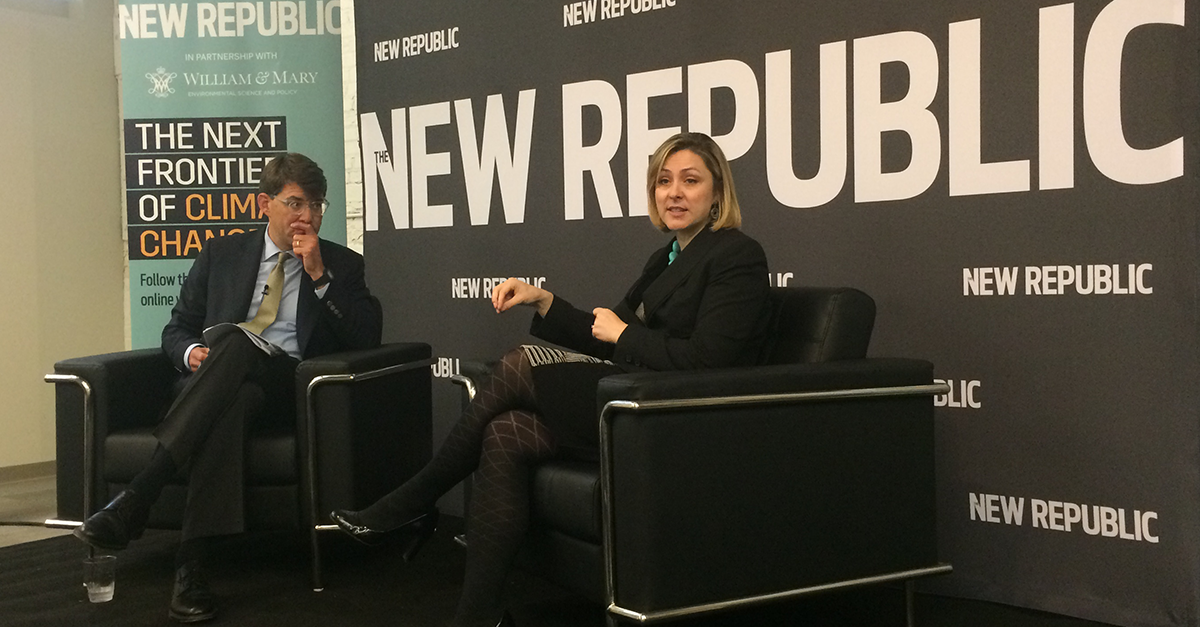 Jeff_Ball's tweet photo. Lots to mull @TNR: β@TNRStudio: White House CEQ director Christy @goldfuss44 & moderator @Jeff_Ball. #ClimateVA http://t.co/mBzcd6y2mwβ