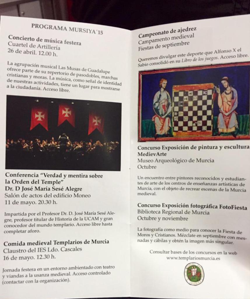 templemurcia's tweet photo. Aqui esta el programa de actividades "Mursiya 2015" que proponemos para este año de #REY2015 http://t.co/hNkgnrPlsY