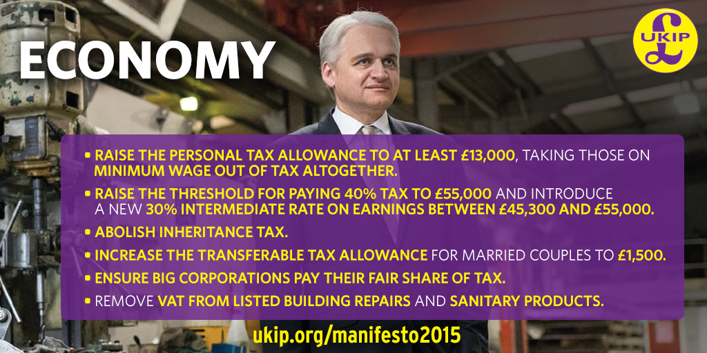 UKIP's tweet photo. .@SuzanneEvans1: "We will scrap the tax on the minimum wage, lifting the threshold it to at least £13,000." http://t.co/9ZLjJ8zVT6