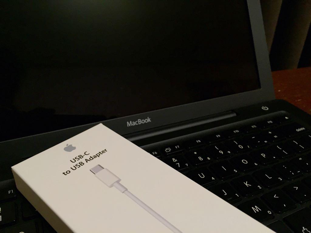 さて、USA-C to USBアダプターも届いたし、黒いMacBookに…ってMacBook違いやんけー( ꒪▽꒪)ノ