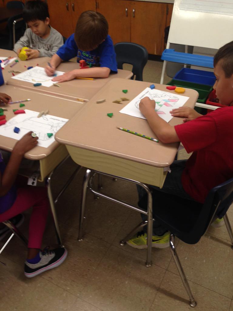 sealeytj's tweet photo. First graders working with shapes. Message. Sealey's first graders rock at Rockfish! @OwenNoS #rfes #rocktified http://t.co/FgogUjG0cH