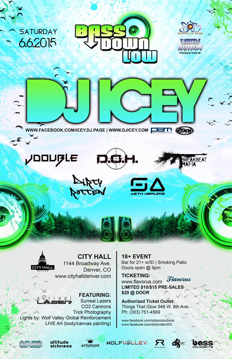 SoundsOfBassCO's tweet photo. BASS DOWN LOW | DJ ICEY
Saturday, June 6th @ City Hall | Denver, CO
$10 Tix @ http://t.co/d7ftPl7Txf http://t.co/S3SNVZ3lQl