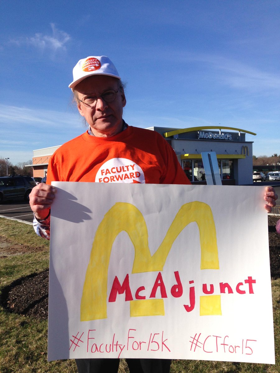 AdjunctAction's tweet photo. "I'm a college professor and they are fast food workers. We are both underpaid.” #Facultyfor15K #FightFor15 http://t.co/7bMsVLHXYb