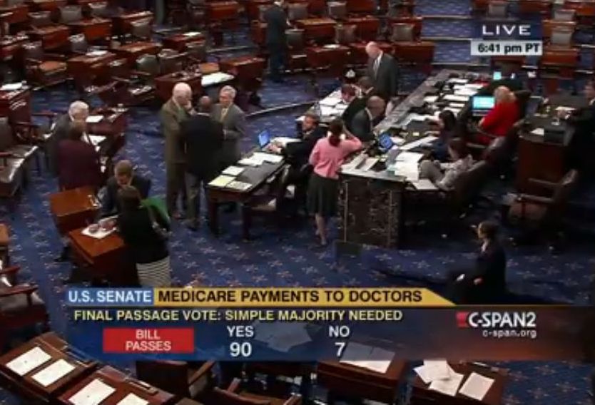 HealthLeaders's tweet image. Senate Kills #SGR Dead -- 
read all about it hlm.tc/1D19iMa #docfix #medicare