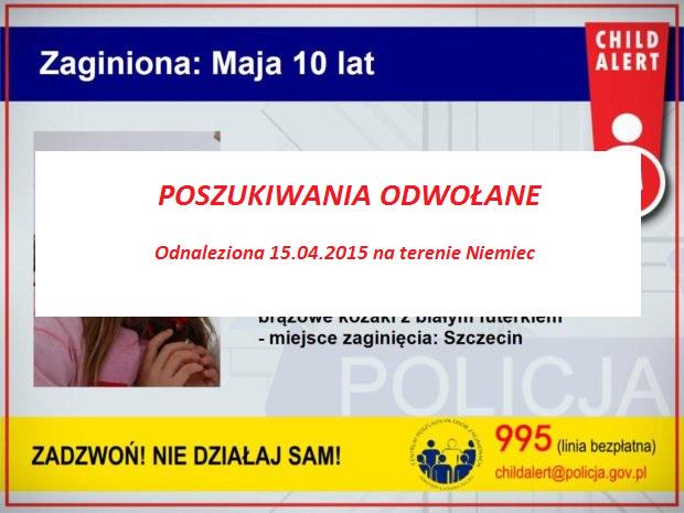 10-letnia Maja odnaleziona! Dziękujemy wszystkim za pomoc!