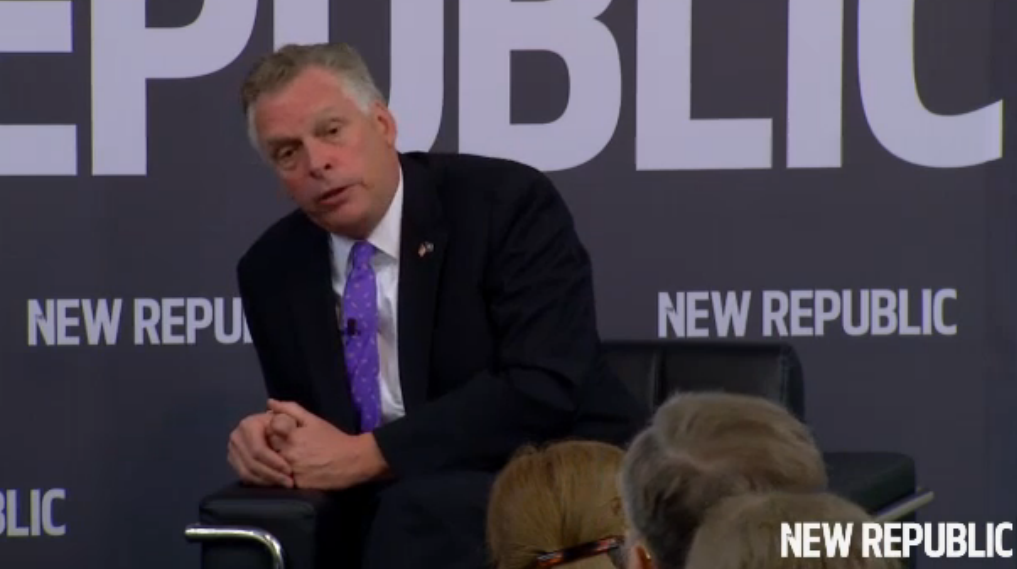 newrepublic's tweet photo. "We have a diverse energy mix...you can't put your eggs in one basket." @GovernorVA #ClimateVA http://t.co/bzyGPmI0Rz http://t.co/vco3iNNO7I